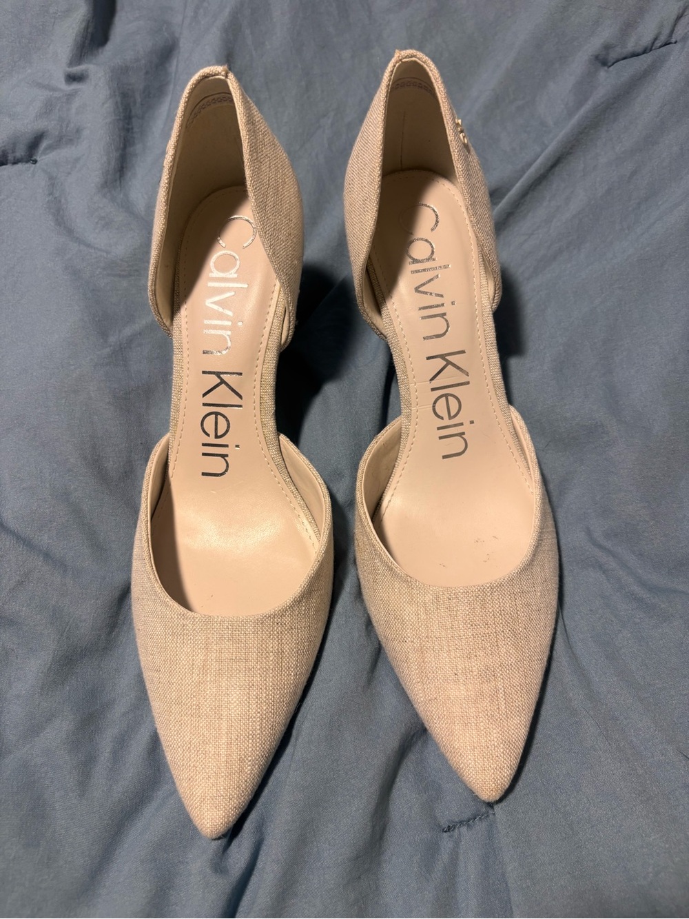 Calvin Klein Beige D'Orsay Pointed-Toe Heels